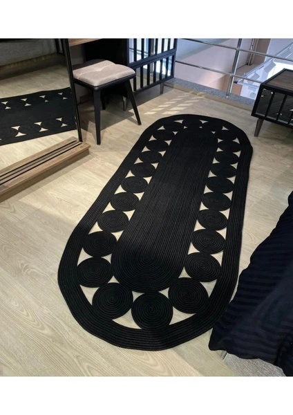 My Doğa Store Hasır Jüt Halı El Örgüsü Halı Kilim Yıkanabilir Çift Taraflı Oval