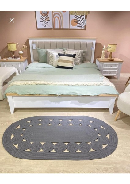 Hasır Jüt Halı El Örgüsü Halı Kilim Yıkanabilir Çift Taraflı Oval modelleri