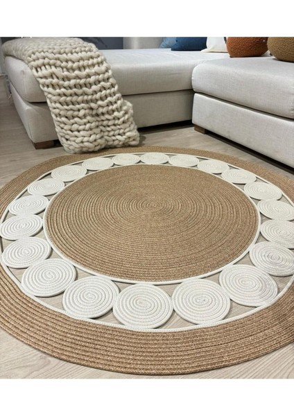 Hasır Jüt Halı El Örgüsü Halı Kilim Yıkanabilir Çift Taraflı Yuvarlak modelleri