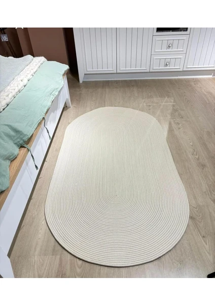 My Doğa Store Hasır Jüt Halı El Örgüsü Halı Kilim Yıkanabilir Çift Taraflı Oval