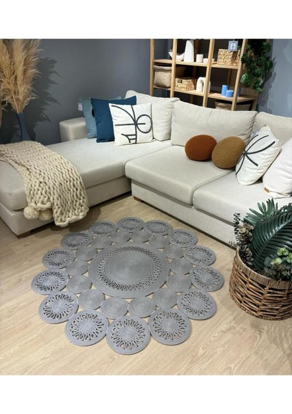 Hasır Jüt Halı El Örgüsü Halı Kilim Yıkanabilir Çift Taraflı Yuvarlak modelleri