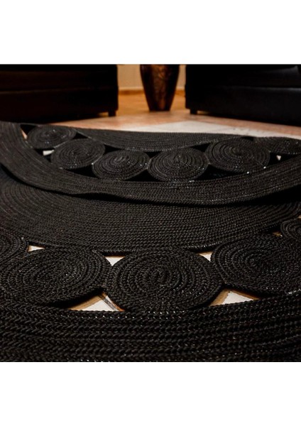 Jüt Hasır El Örgüsü Halı Kilim Yıkanabilir Çift Taraflı Yuvarlak modelleri