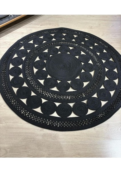 My Doğa Store Jüt Hasır El Örgüsü Halı Kilim Yıkanabilir Çift Taraflı Yuvarlak