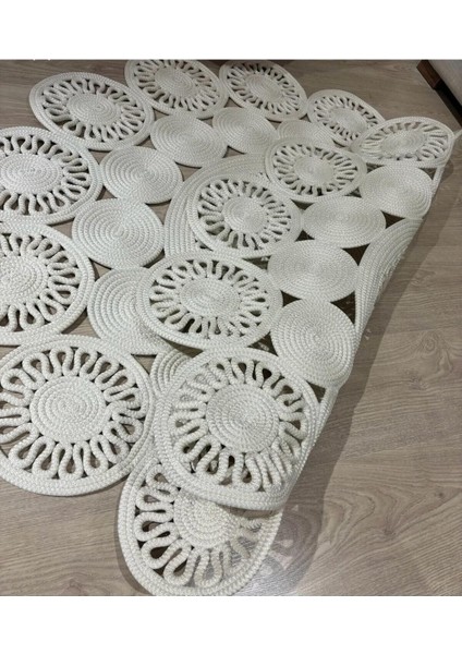 Jüt Hasır El Örgüsü Halı Kilim Yıkanabilir Çift Taraflı Yuvarlak modelleri