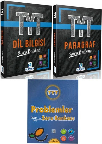 Supara Yayınları TYT Paragraf - Dil Bilgisi ve Problemler Soru Bankası 3 Kitap