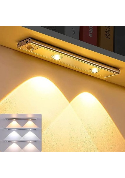 Sensörlü, Şarjlı, 3 Işık Renkli, 30 cm Alüminyum Kasa, Işık Desenli, Çok Amaçlı Modern LED Aplik