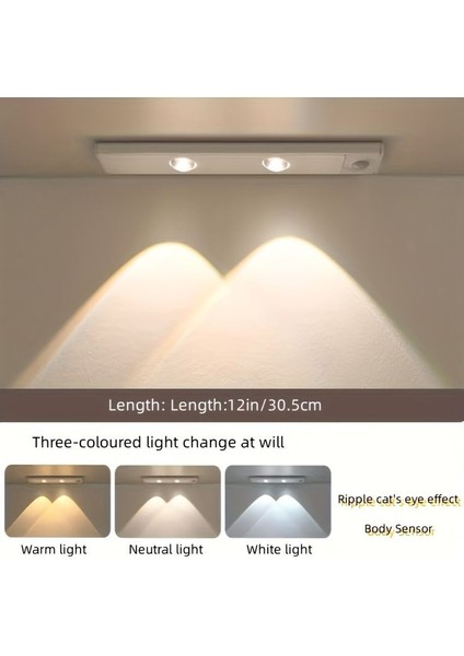 Sensörlü, Şarjlı, 3 Işık Renkli, 30 cm Alüminyum Kasa, Işık Desenli, Çok Amaçlı Modern LED Aplik modelleri