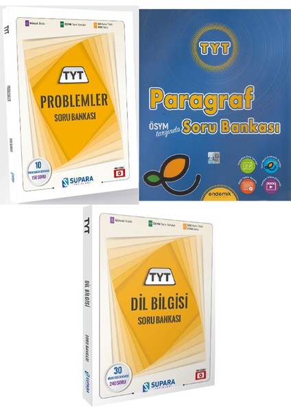 2025 TYT Problemler Dil Bilgisi ve Endemik Yayınları TYT Paragraf Soru Bankası 3 Kitap