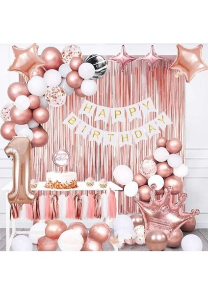 Rosegold Kral Taçlı, 36cm Rose Gold Yaş Doğum Günü Parti Seti Doğum Günü Süsü fiyatları