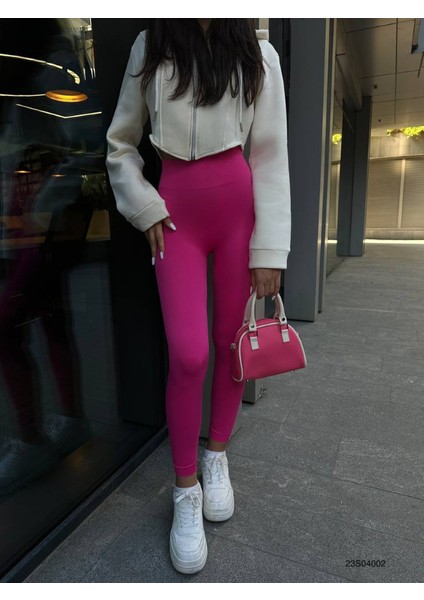 Neon Renklerde Yüksek Bel Dikişsiz Kadın Tayt - 501