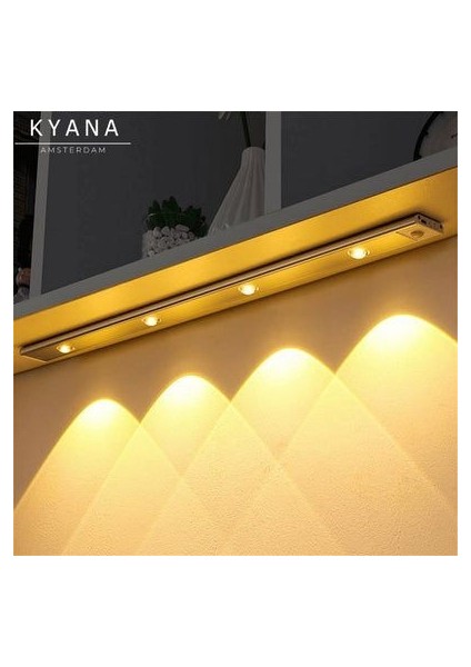 60 Cm, Sensörlü, Şarjlı, 3 Işık Renkli, Alüminyum Kasa, Işık Desenli, Çok Amaçlı Modern LED Aplik