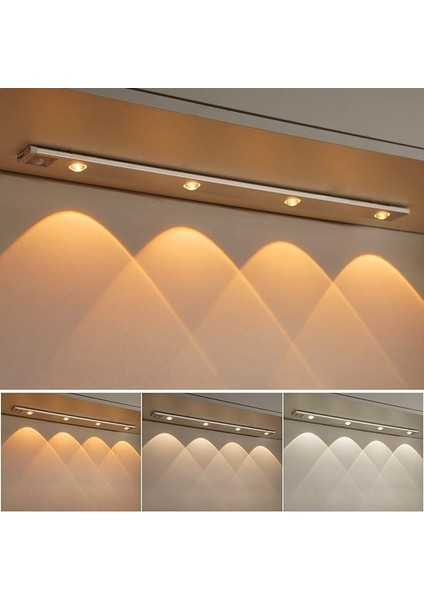 60 Cm, Sensörlü, Şarjlı, 3 Işık Renkli, Alüminyum Kasa, Işık Desenli, Çok Amaçlı Modern LED Aplik