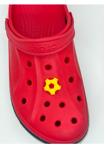 Sarı Kırmızı Futbol Topu Temalı Temalı Jibbitz Crocs Terlik Süsü