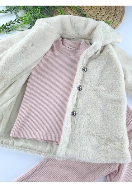 Kız Çocuk Kürklü Kaban Bady Pantolon Fitilli Kumaş Kalın Üçlü Takım Kışlık Takım Premium Kalite fiyatları