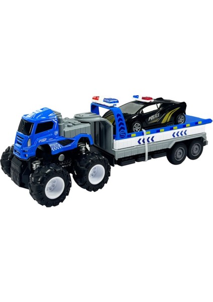 Sürtmeli Die-Cast 4x4 Polis Araçları Taşıyan Tır modelleri