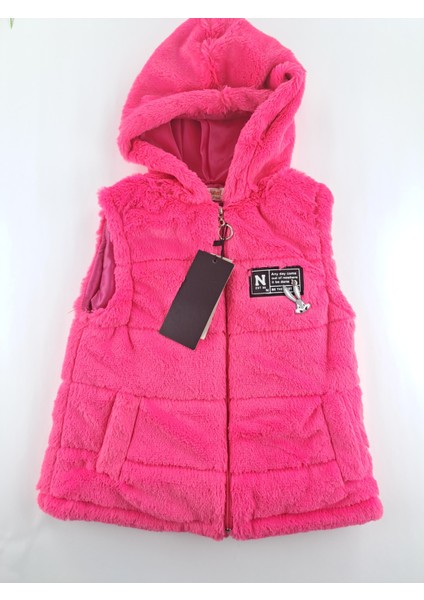Kız Çocuk Yelek Peluş Kapüşonlu Içi Astarlı Pembe ve Pudra Pembe Renk Seçenkleri Cep Detaylı Fermuar fiyatları