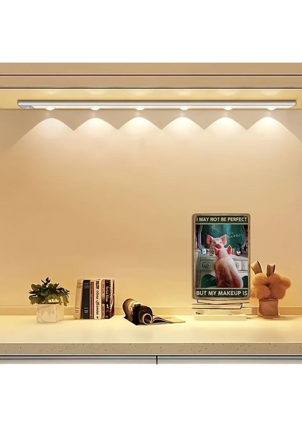 Sensörlü, Şarjlı, 120 Cm, 3 Işık Renkli, Alüminyum Kasa, Işık Desenli, Çok Amaçlı Modern LED Aplik