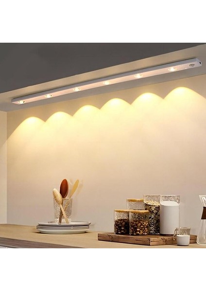 Sensörlü, Şarjlı, 120 Cm, 3 Işık Renkli, Alüminyum Kasa, Işık Desenli, Çok Amaçlı Modern LED Aplik