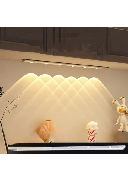 Sensörlü, Şarjlı, 120 Cm, 3 Işık Renkli, Alüminyum Kasa, Işık Desenli, Çok Amaçlı Modern LED Aplik