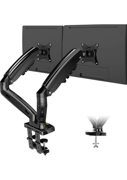 F160 Amortisörlü Çiftli 17-27'' Masa Üstü Monitör Tutucu