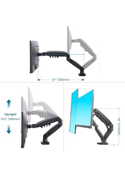 F160 Amortisörlü Çiftli 17-27'' Masa Üstü Monitör Tutucu