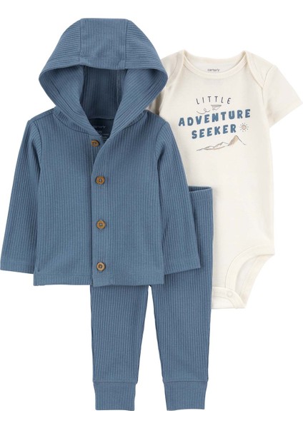 Erkek Bebek 3'lü Hırkalı Set