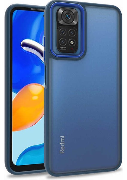 Xiaomi Redmi Note 11S Global Kılıf Flora Kapak - Mavi