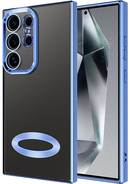 Samsung Galaxy S24 Ultra Kılıf Kamera Korumalı Logo Gösteren Omega Kapak - Sierra Mavi
