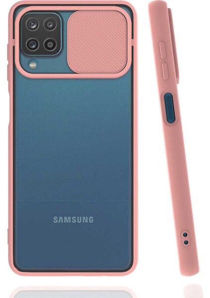 Samsung Galaxy A12 Kılıf Lensi Kapak - Pembe Açık