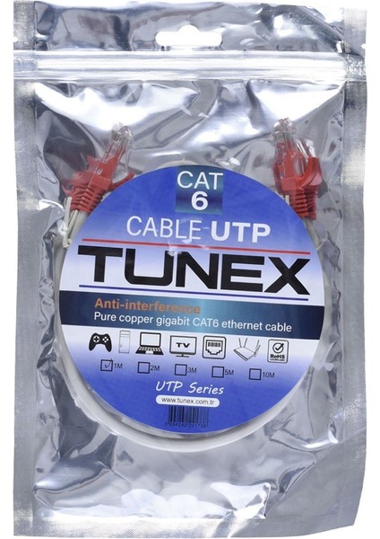 Elektromilas Tunex 1 mt Jaklı Cat6 Ethernet Kablosu Tnx-C-1