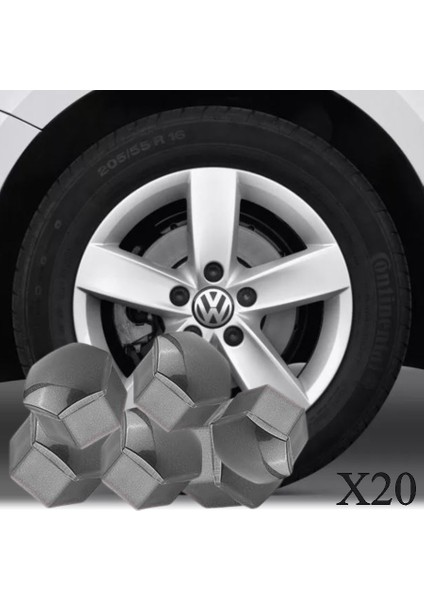 Jetta 2011-2014 Model Arası Uyumlu (20 Adet Şifresiz-1z) Bijon Kapağı Takım Piyano Gri