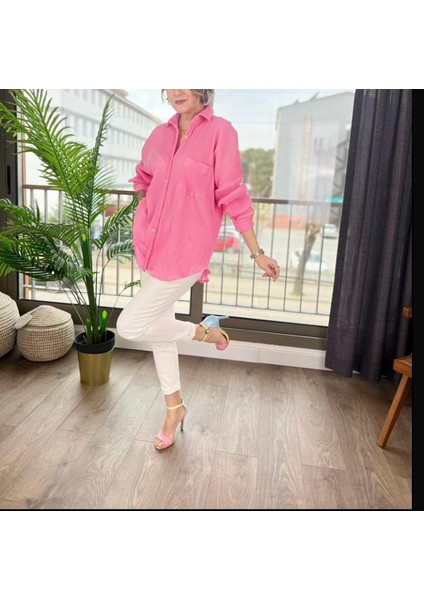 Gokilibutik Kadın Gold Düğmeli Şık Oversize Piliseli Gömlek modelleri