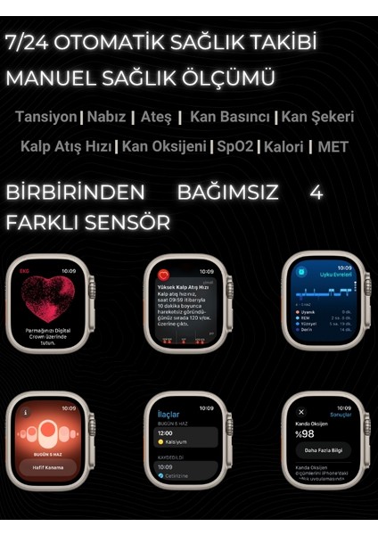 Watch 8 Ultra WSX9 49mm Akıllı Saat Sesli Görüşmeli 7 Spor Kordon ve Koruma Kılıfı 100+SPOR Modu Sağlık Takibi Fitness Android İos iphone Huawei Uyumlu 9