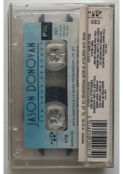 Jason Donovan Ten Good Reasons Kaset (Orjnal Dönem Baskı Kaset)