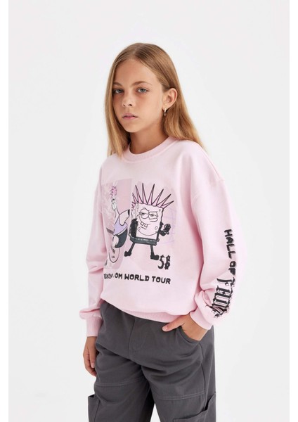 Kız Çocuk SpongeBob Relax Fit Bisiklet Yaka Sweatshirt C9517A824AU