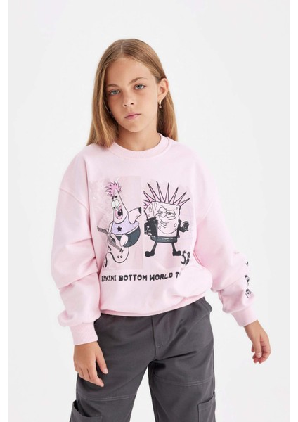 Kız Çocuk SpongeBob Relax Fit Bisiklet Yaka Sweatshirt C9517A824AU