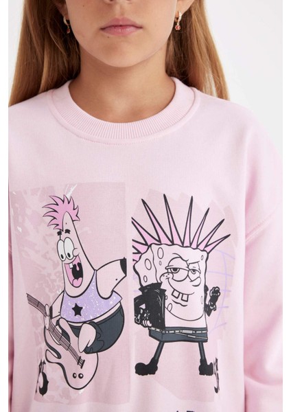 Kız Çocuk SpongeBob Relax Fit Bisiklet Yaka Sweatshirt C9517A824AU