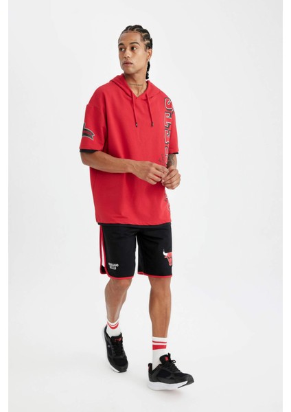 Fit NBA Houston Rockets Kırmızı Oversize Geniş Kalıp Kapüşonlu Baskılı Kısa Kollu Tişört C9277AX24AU fiyatları