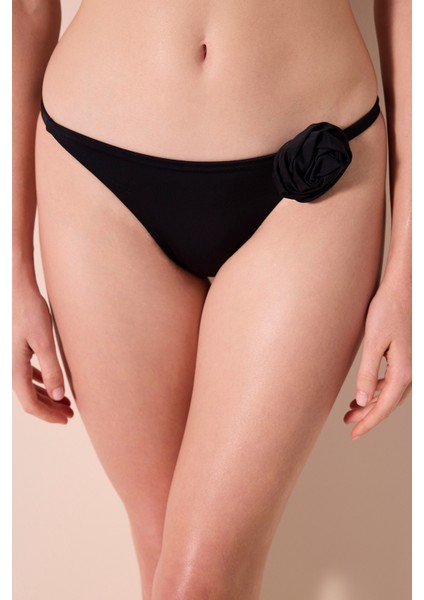 Flower Side Siyah Bikini Altı