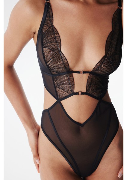 Hera Siyah Bodysuit - Privee Koleksiyonu