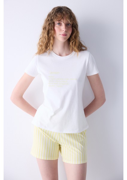Lemon Açık Sarı Şortlu Pijama Takımı fiyatları