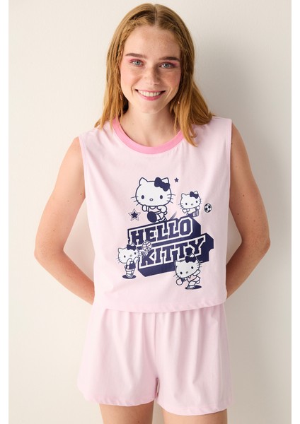 Pamuklu Sanrio Pembe Şortlu Pijama Takımı