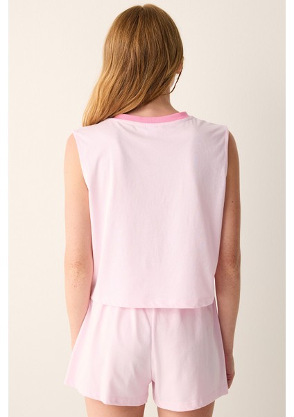 Pamuklu Sanrio Pembe Şortlu Pijama Takımı