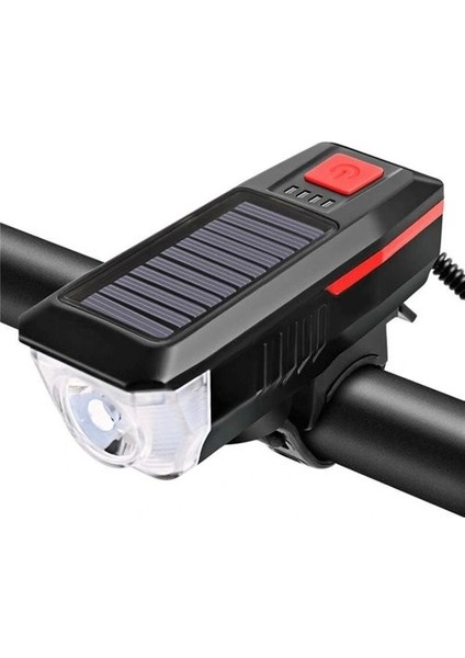 Solar USB Şarjlı Kornalı Bisiklet Lambası