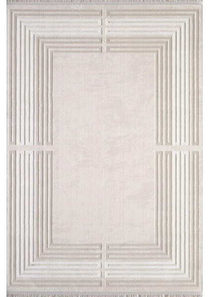 Murano 01362a Krem Bej Çizgi Desenli Yün Halı