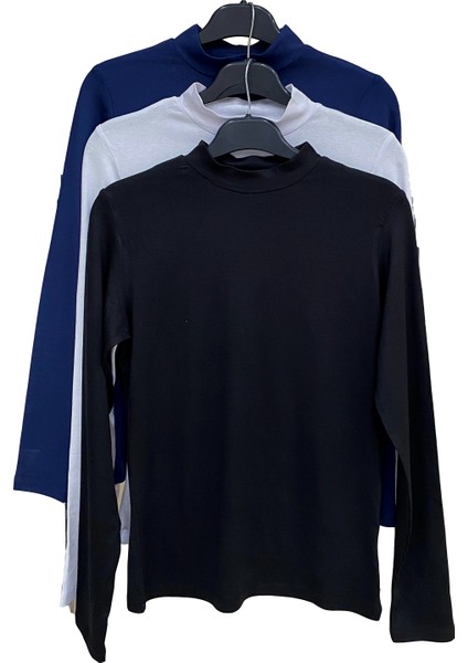 Kadın 3'lü Paket Parmak Detaylı Body 31756 Siyah-Beyaz-Lacivert fiyatları