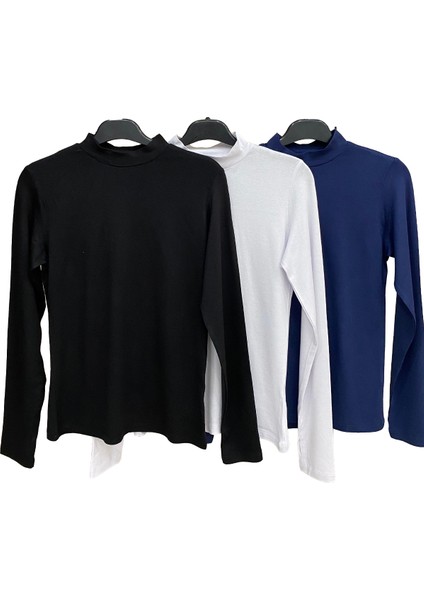 Kadın 3'lü Paket Parmak Detaylı Body 31756 Siyah-Beyaz-Lacivert modelleri