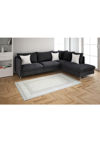 Murano 01362a Krem Bej Çizgi Desenli Yün Halı