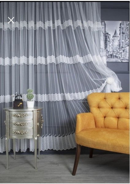 Üst Sanal Nakışlı Tül Perde (Normal 1x2,5 Pile) fırsatları
