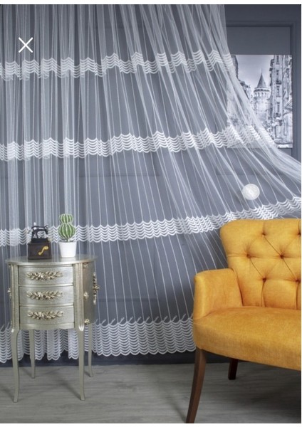 Üst Sanal Nakışlı Tül Perde (Sık 1x3 Pile) modelleri